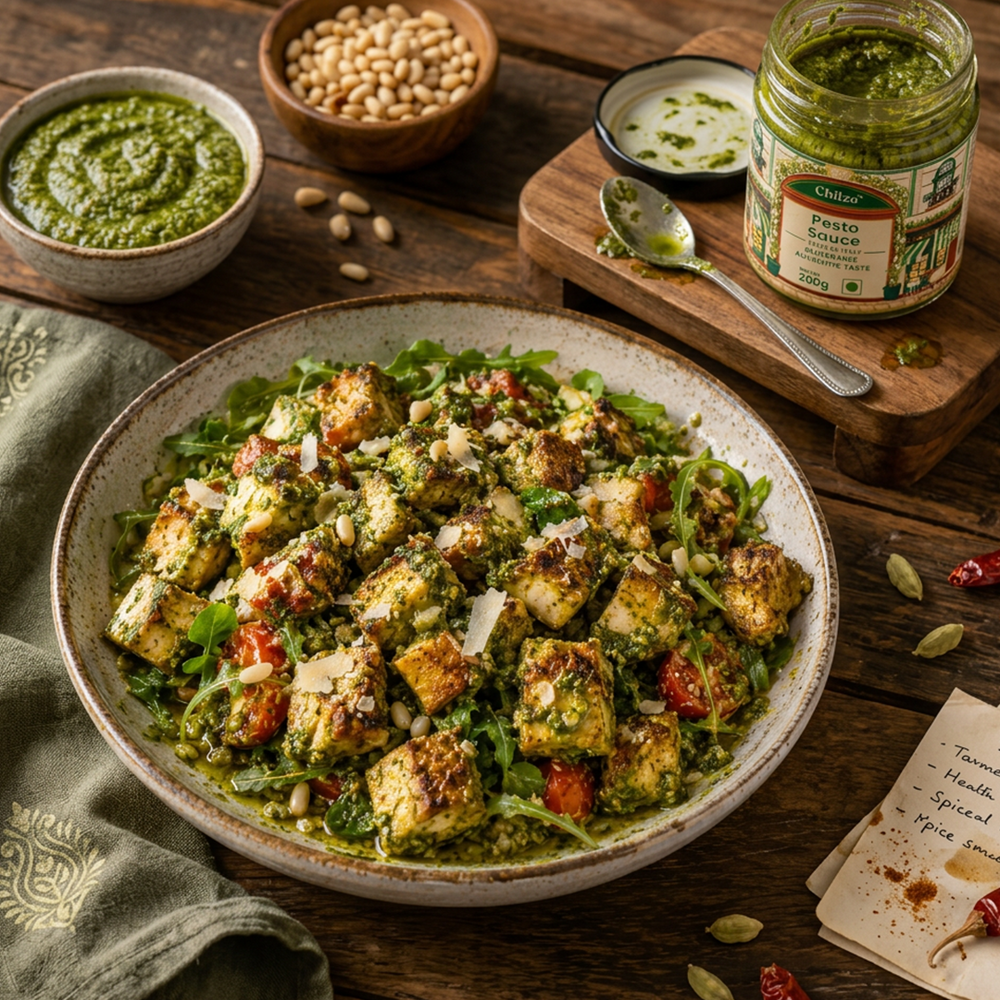 3 Ingredients Pesto Paneer Fusion Recipe