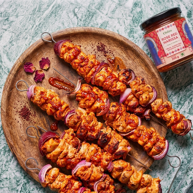 Lebanese Kebabs Marinated with Rose Red Harissa