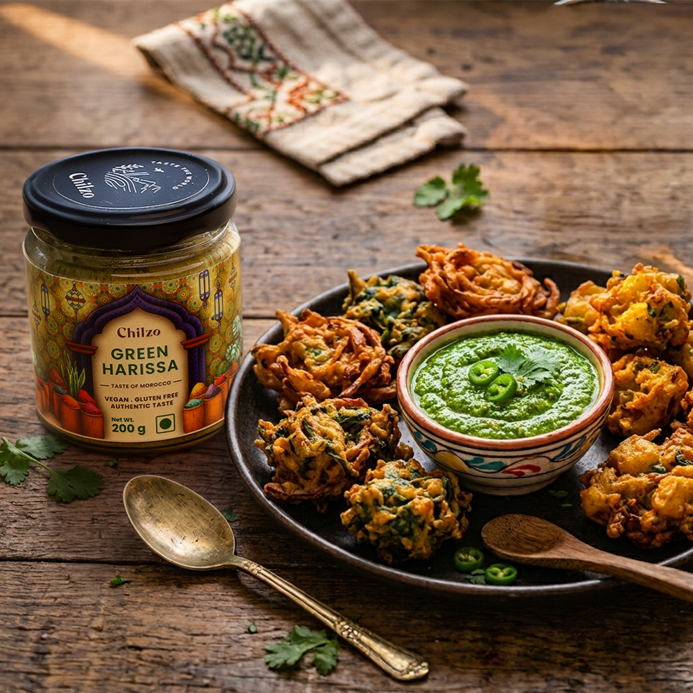 Pakoras with Fresh Green Harissa Recipe
