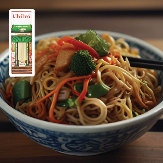 Delicious Cantonese chicken chow mein recipe made with Chilzo's chow mein noodles & oyster sauce