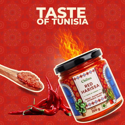 Chilzo Red Harissa Sauce | Gluten-Free | Vegan | North African Chili Paste
