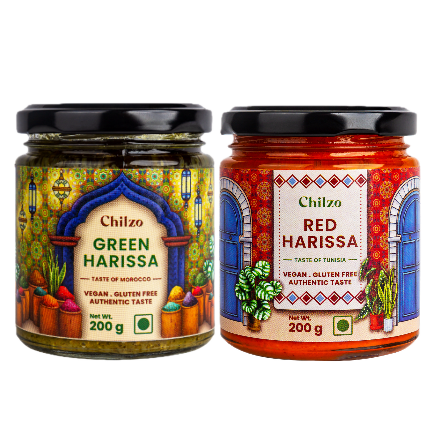 North African Duo- Red Harissa and Green Harissa