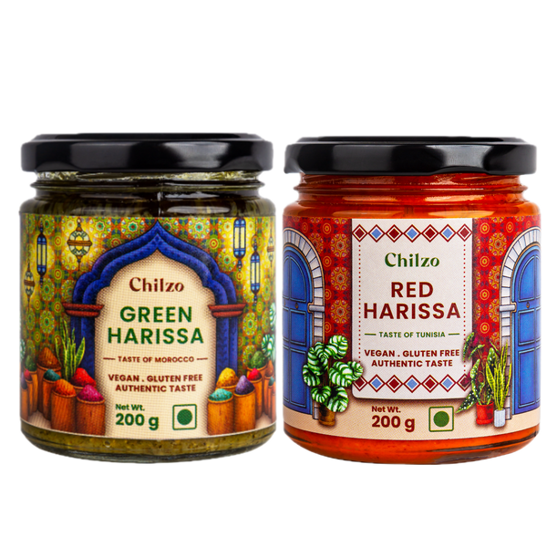 North African Duo- Red Harissa and Green Harissa