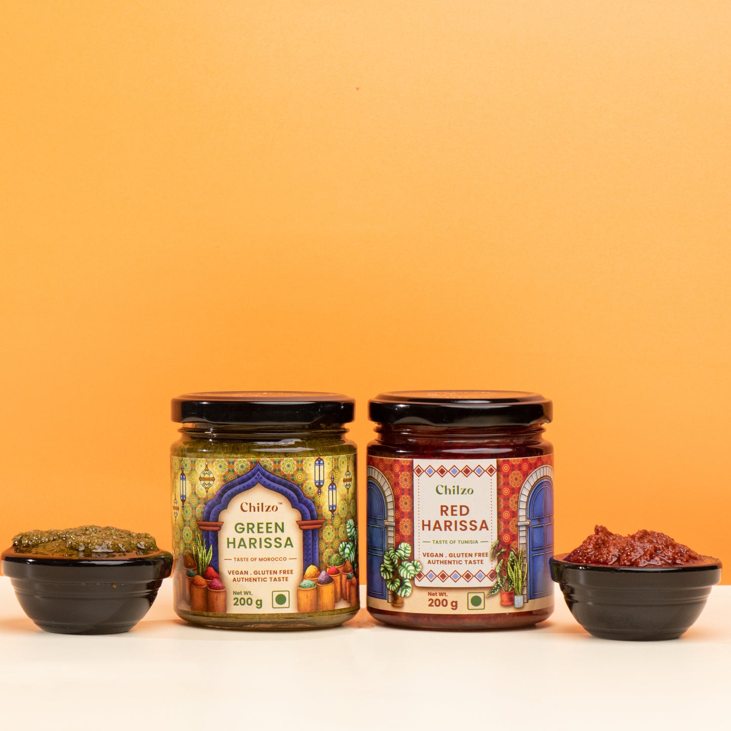 North African Duo- Red Harissa and Green Harissa
